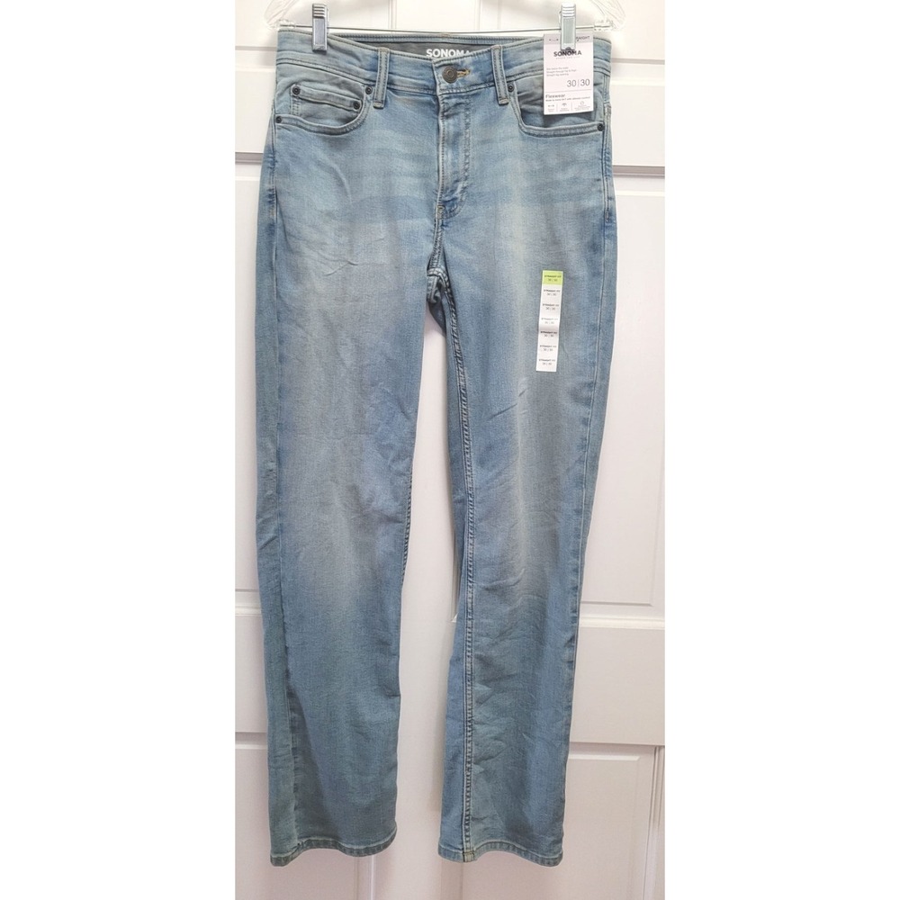 Sonoma Men's Flexwear Straight Leg Stretch Jeans - Light Wash - 30x30 (32Wx31L)